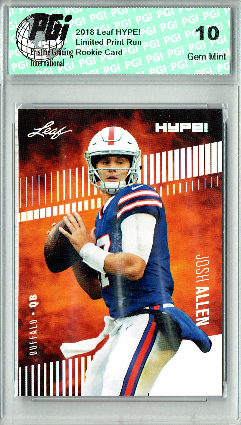 Josh Allen Rookie Card Buffalo PGI 10 Gem Mint Football Trading Card 2018 Leaf HYPE! #5A Just 5000 Ever Made