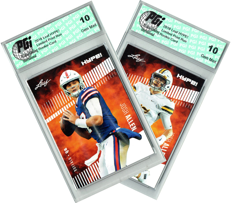 Josh Allen Rookie Card Buffalo PGI 10 Gem Mint Football Trading Card 2018 Leaf HYPE! #5 2 Card Lot