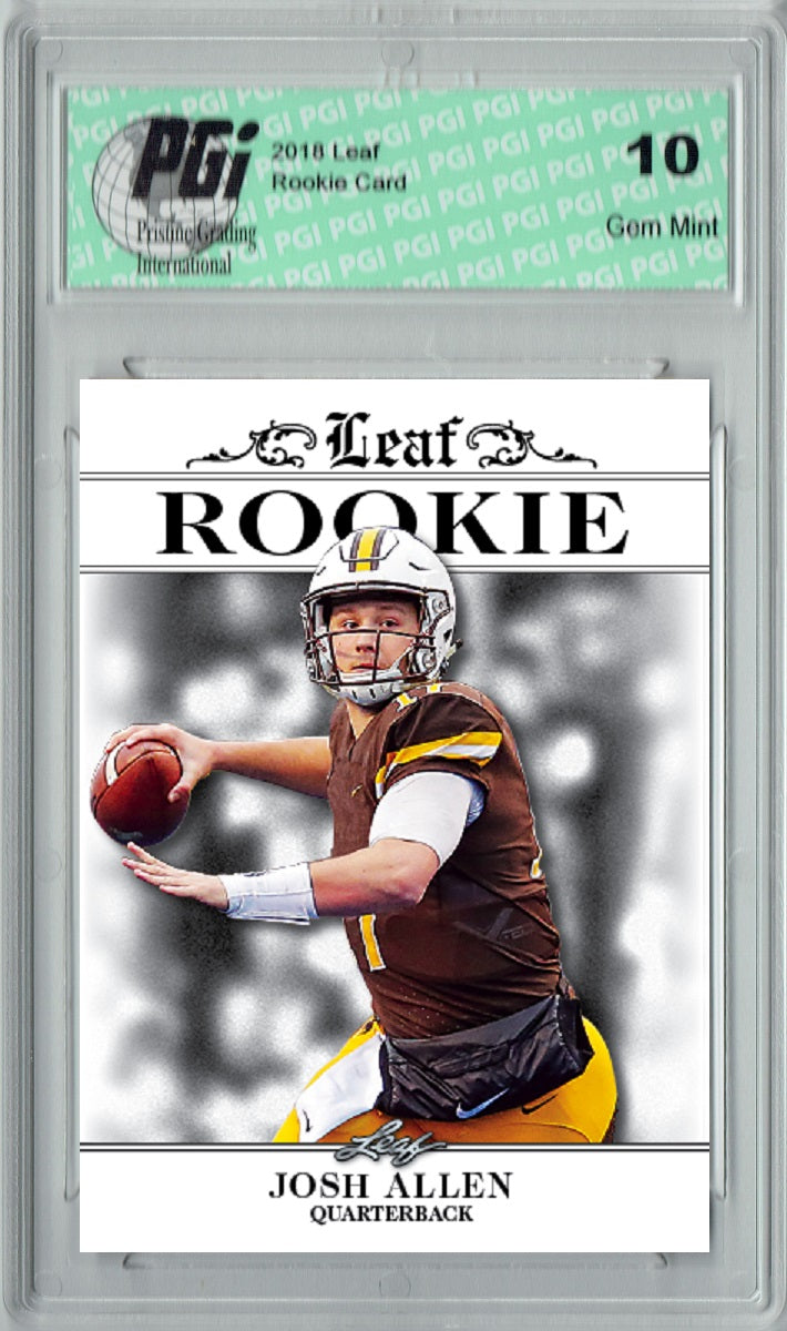 Josh Allen Rookie Card Buffalo PGI 10 Gem Mint Football Trading Card 2018 Leaf Exclusive #RA-02 Only 4,999 Made
