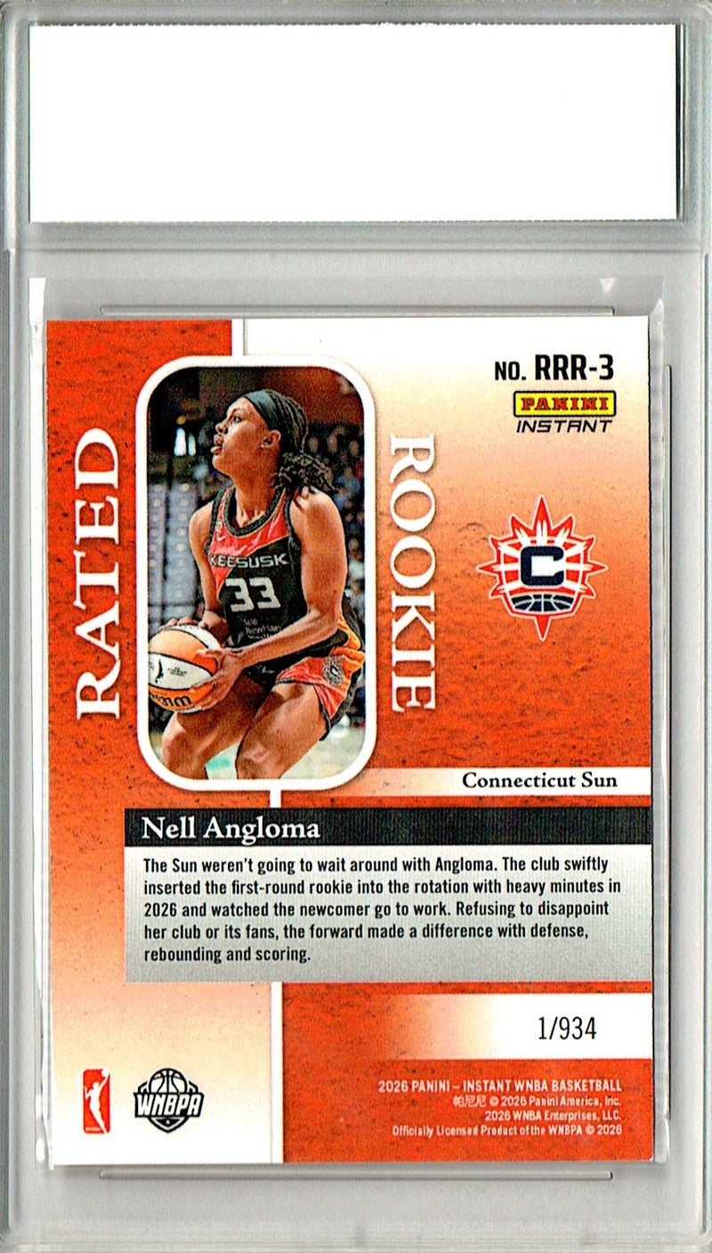 Nell Angloma Rookie Card 2026 Panini Instant #RRR-3 Rated Rookie, PGI 10, Connecticut Sun Basketball