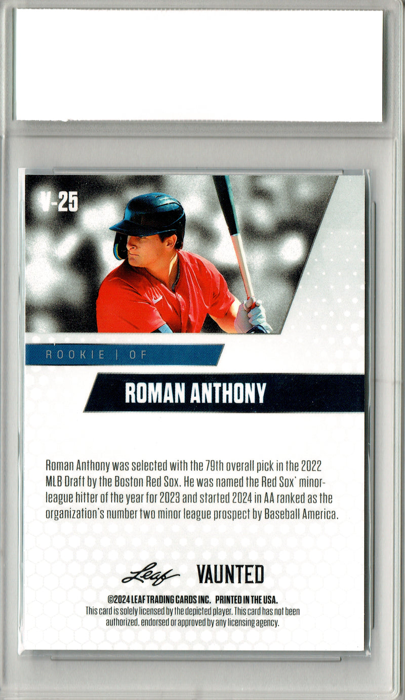 Roman Anthony Rookie Card 2024 Leaf Vaunted #V-25 1/1 Gold Shimmer, PGI 10, Boston Red Sox Baseball