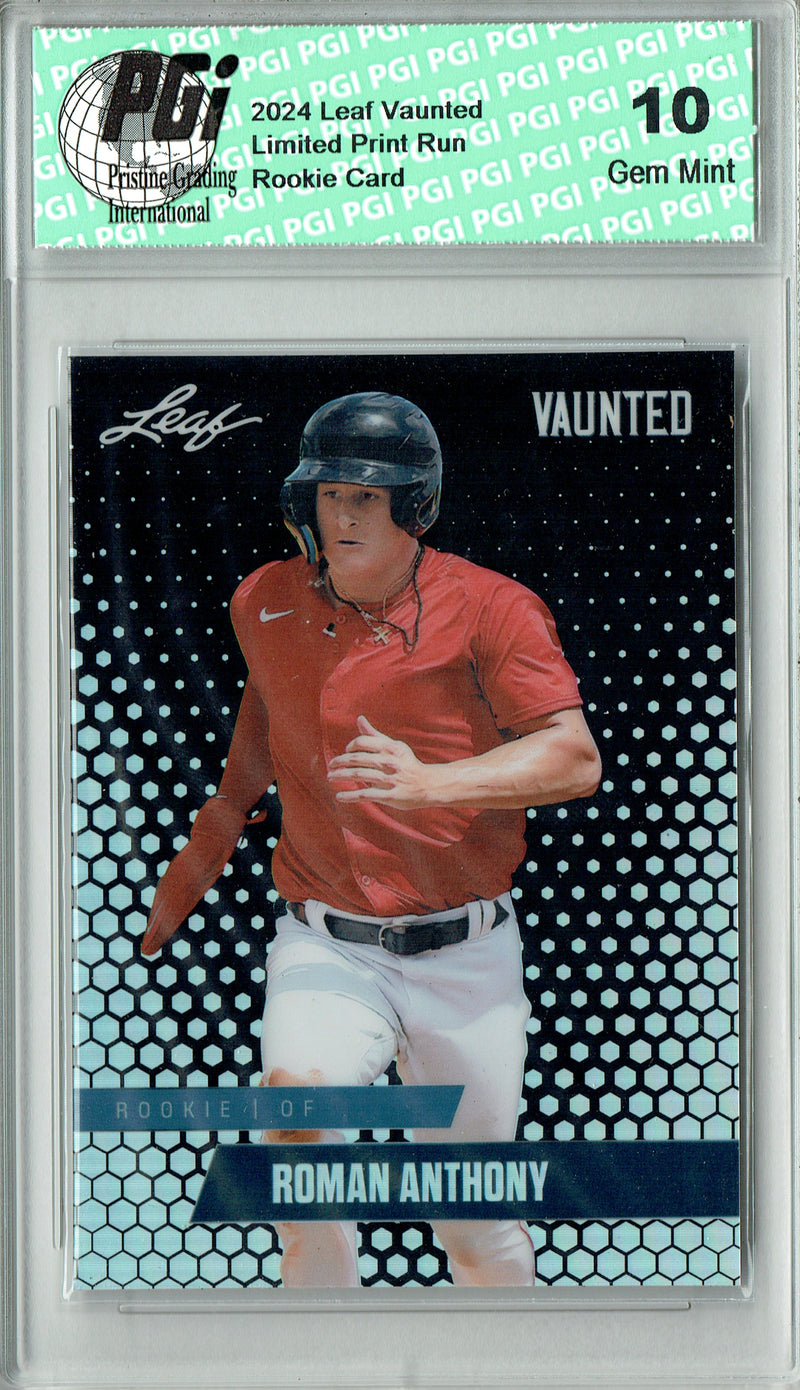 Roman Anthony 2024 Leaf Vaunted Metal #VM-24 Black 7 Made Rookie Card PGI 10