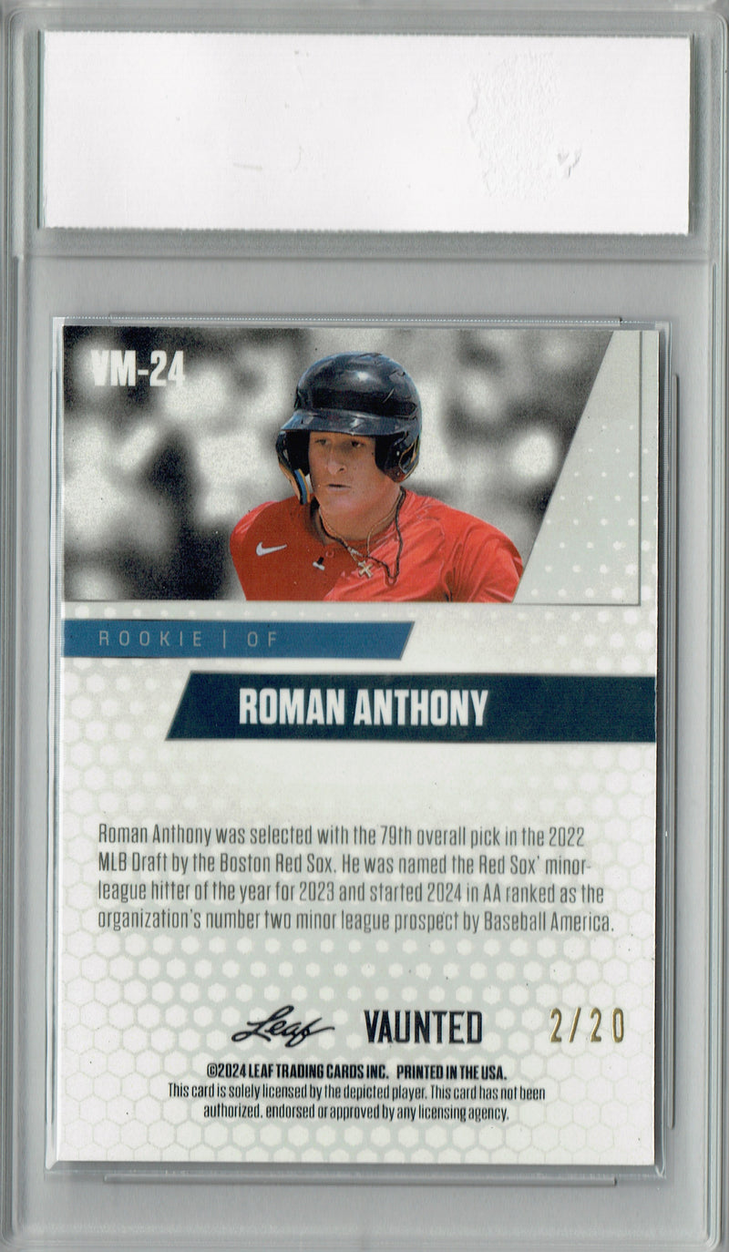 Roman Anthony 2024 Leaf Vaunted Metal #VM-24 Blue 20 Made Rookie Card PGI 10
