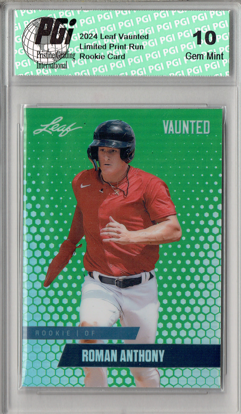 Roman Anthony 2024 Leaf Vaunted Metal #VM-24 Green 5 Made Rookie Card PGI 10