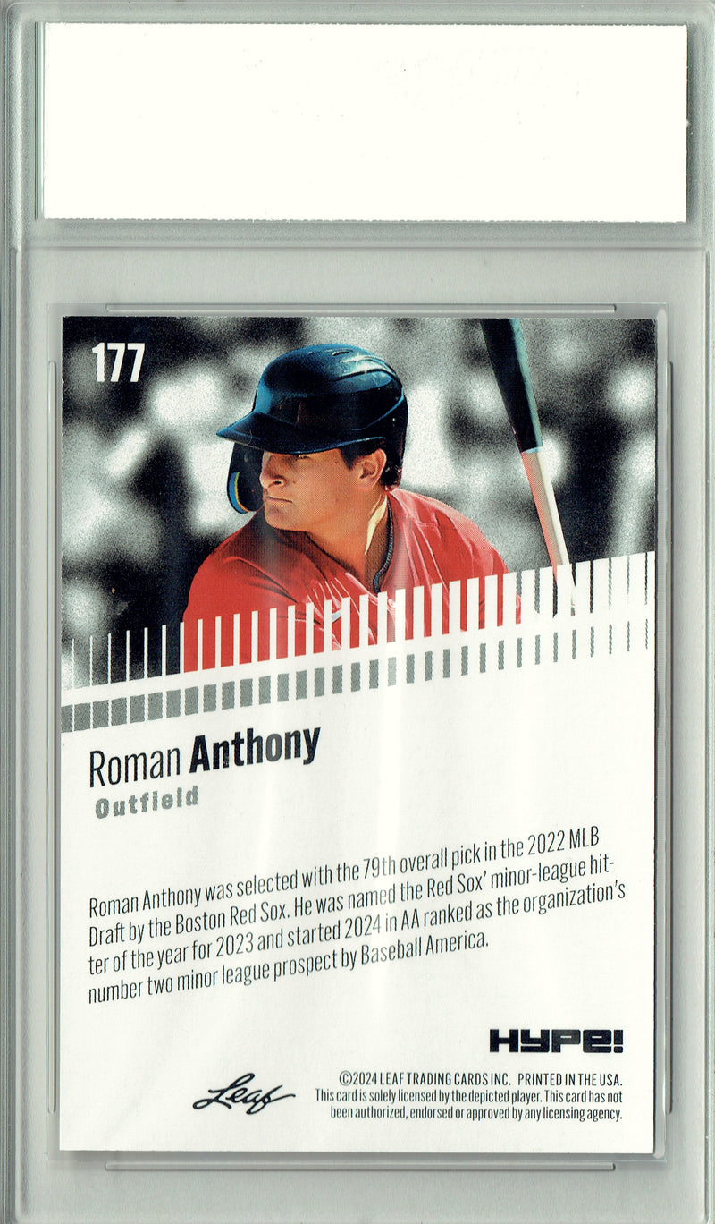 Roman Anthony 2025 Leaf HYPE! #177 Red 5 Made Rookie Card PGI 10