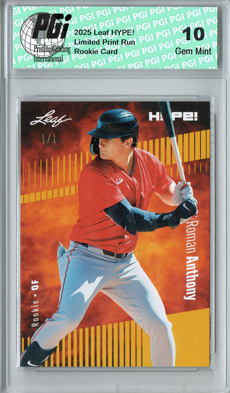 Roman Anthony 2025 Leaf HYPE! #177 Gold Blank Back 1/1 Rookie Card PGI 10