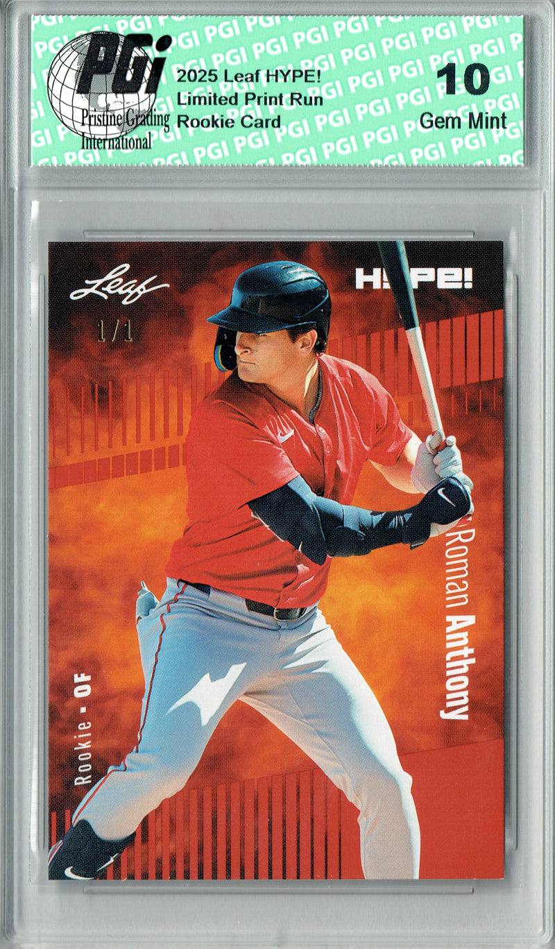 Roman Anthony 2025 Leaf HYPE! #177 Orange Blank Back 1/1 Rookie Card PGI 10