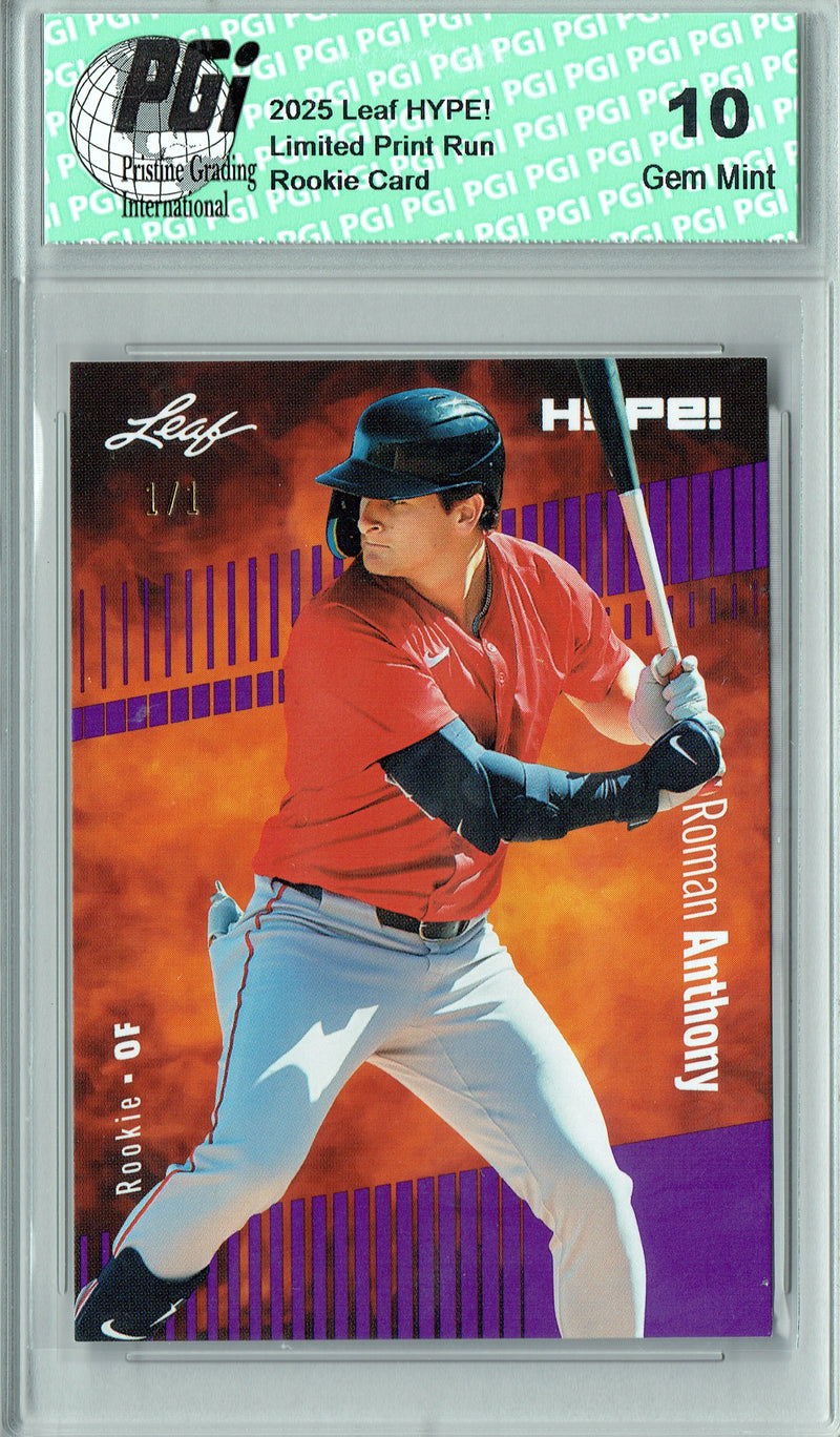 Roman Anthony 2025 Leaf HYPE! #177 Purple Blank Back 1/1 Rookie Card PGI 10