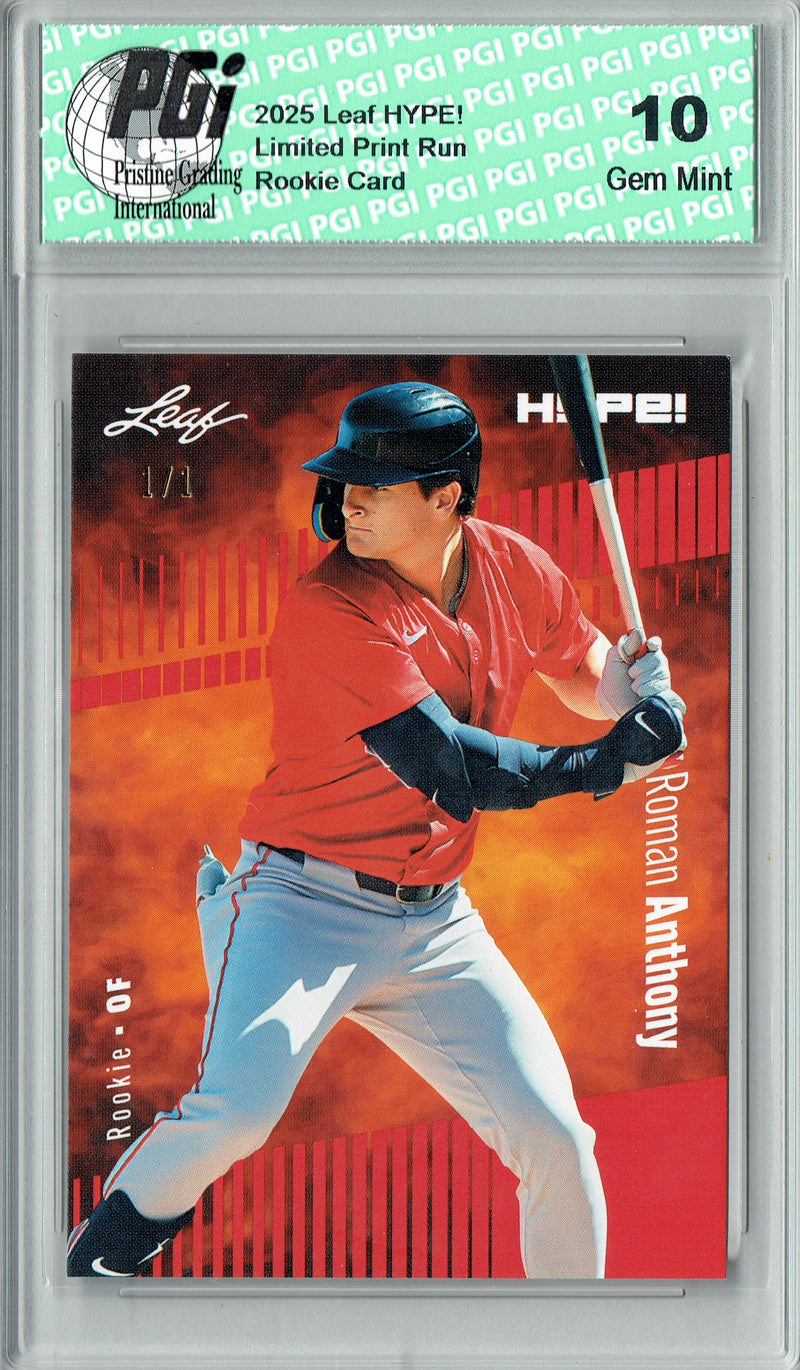 Roman Anthony 2025 Leaf HYPE! #177 Red Blank Back 1/1 Rookie Card PGI 10