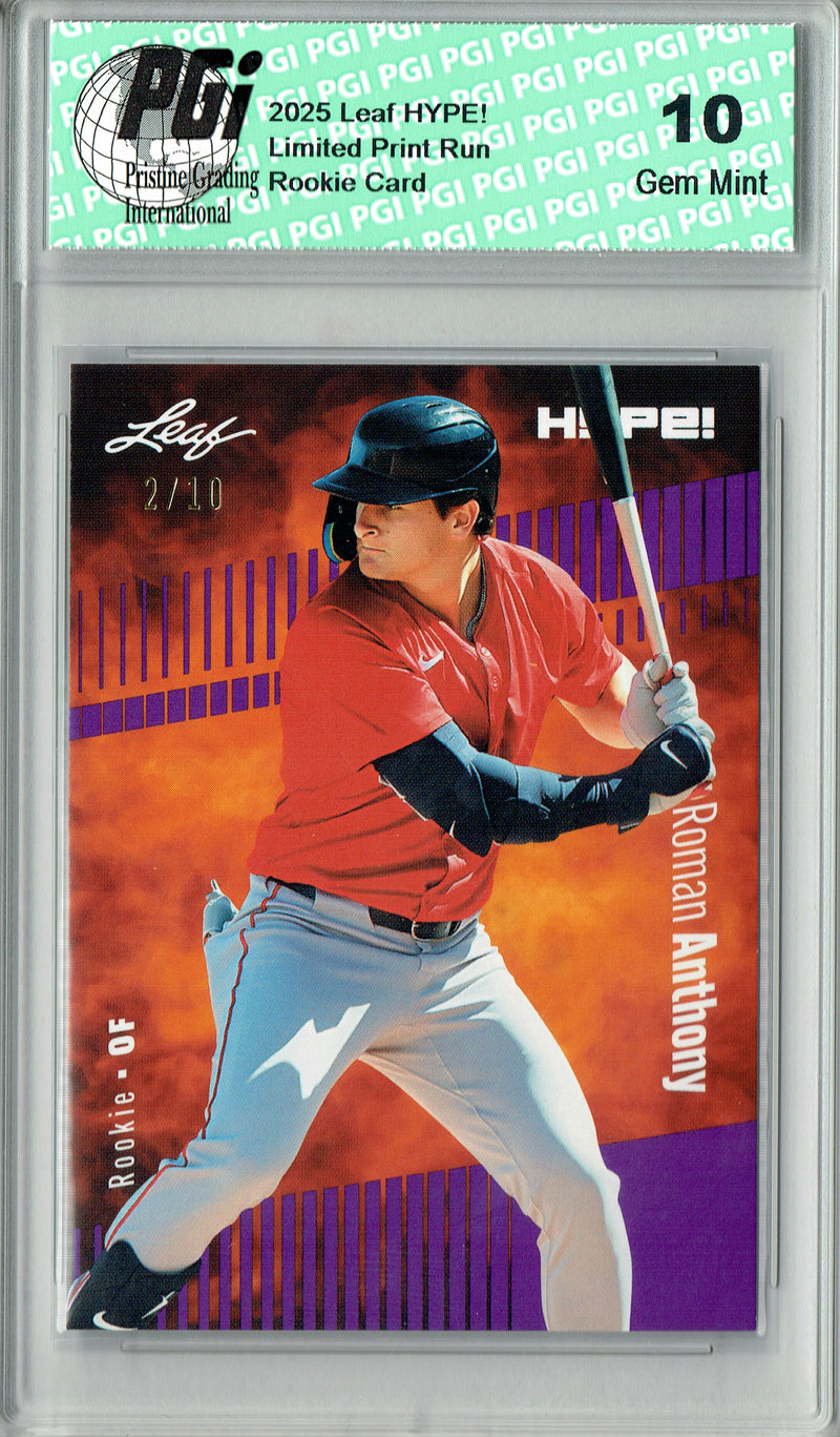 Roman Anthony 2025 Leaf HYPE! #177 Purple 10 Made Rookie Card PGI 10