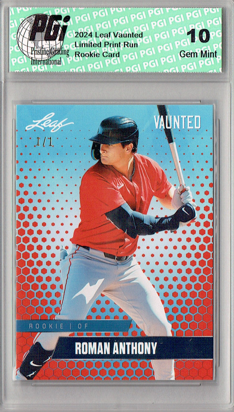 Roman Anthony 2024 Leaf Vaunted #V-25 Orange Blank Back 1/1 Rookie Card PGI 10