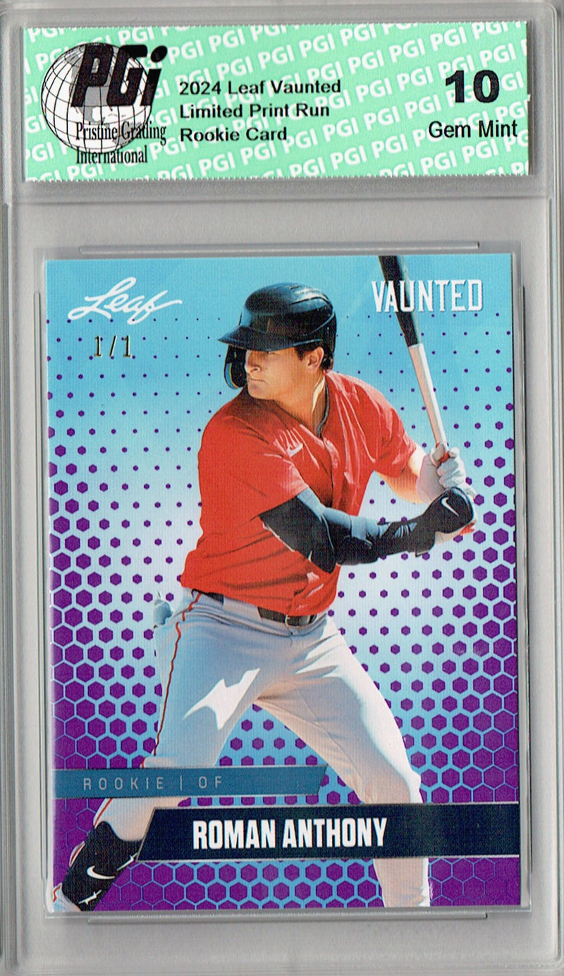 Roman Anthony 2024 Leaf Vaunted #V-25 Purple Blank Back 1/1 Rookie Card PGI 10