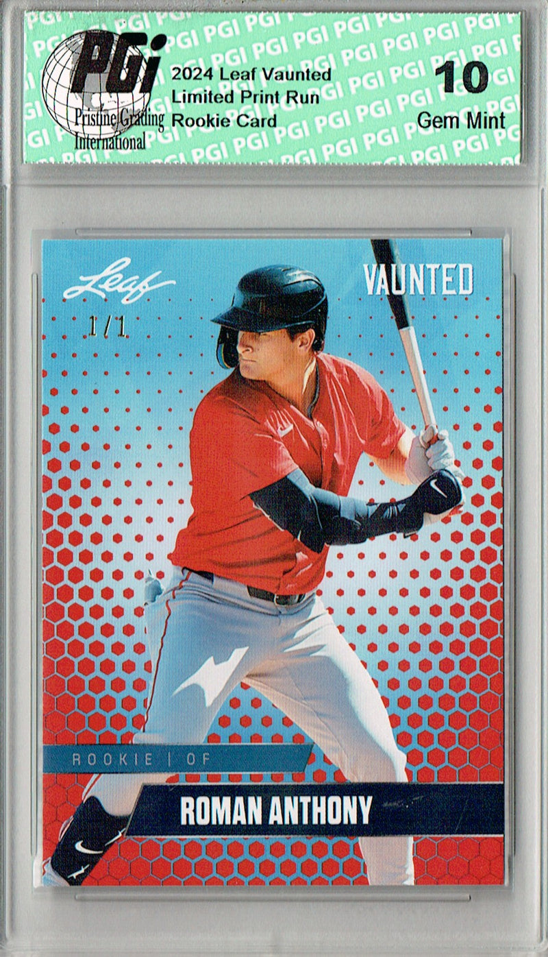 Roman Anthony 2024 Leaf Vaunted #V-25 Red Blank Back 1/1 Rookie Card PGI 10