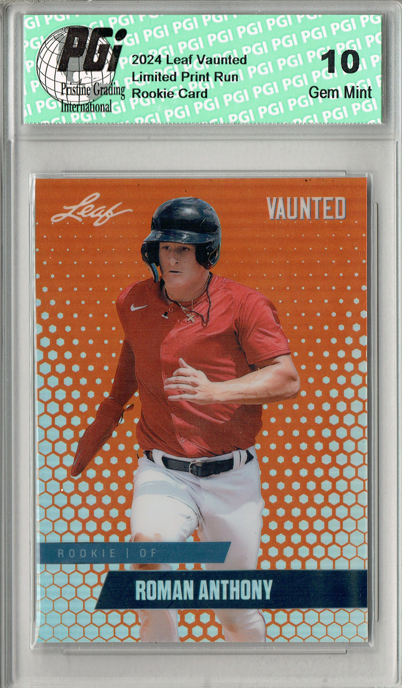 Roman Anthony 2024 Leaf Vaunted Metal #VM-24 Orange 3 Made Rookie Card PGI 10