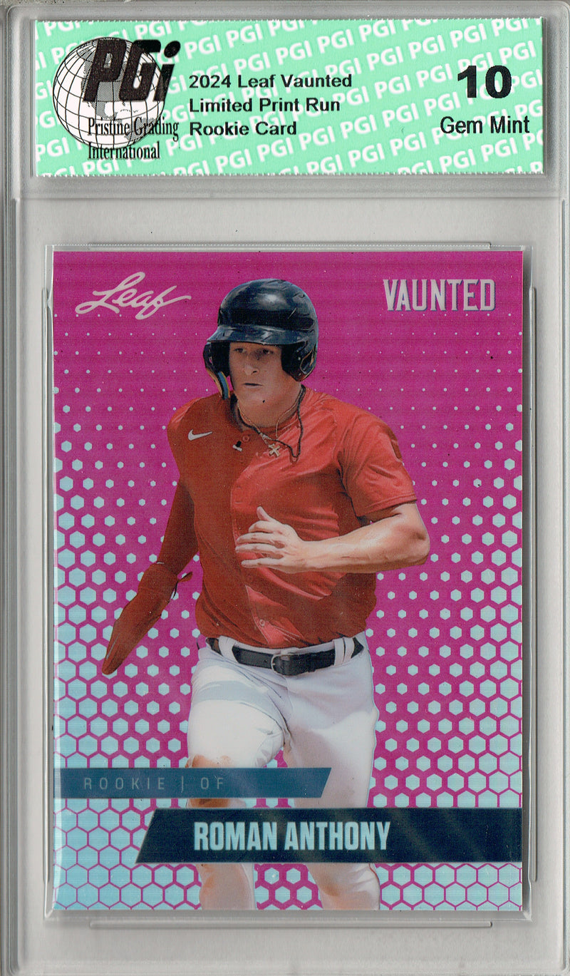 Roman Anthony 2024 Leaf Vaunted Metal #VM-24 Pink 10 Made Rookie Card PGI 10