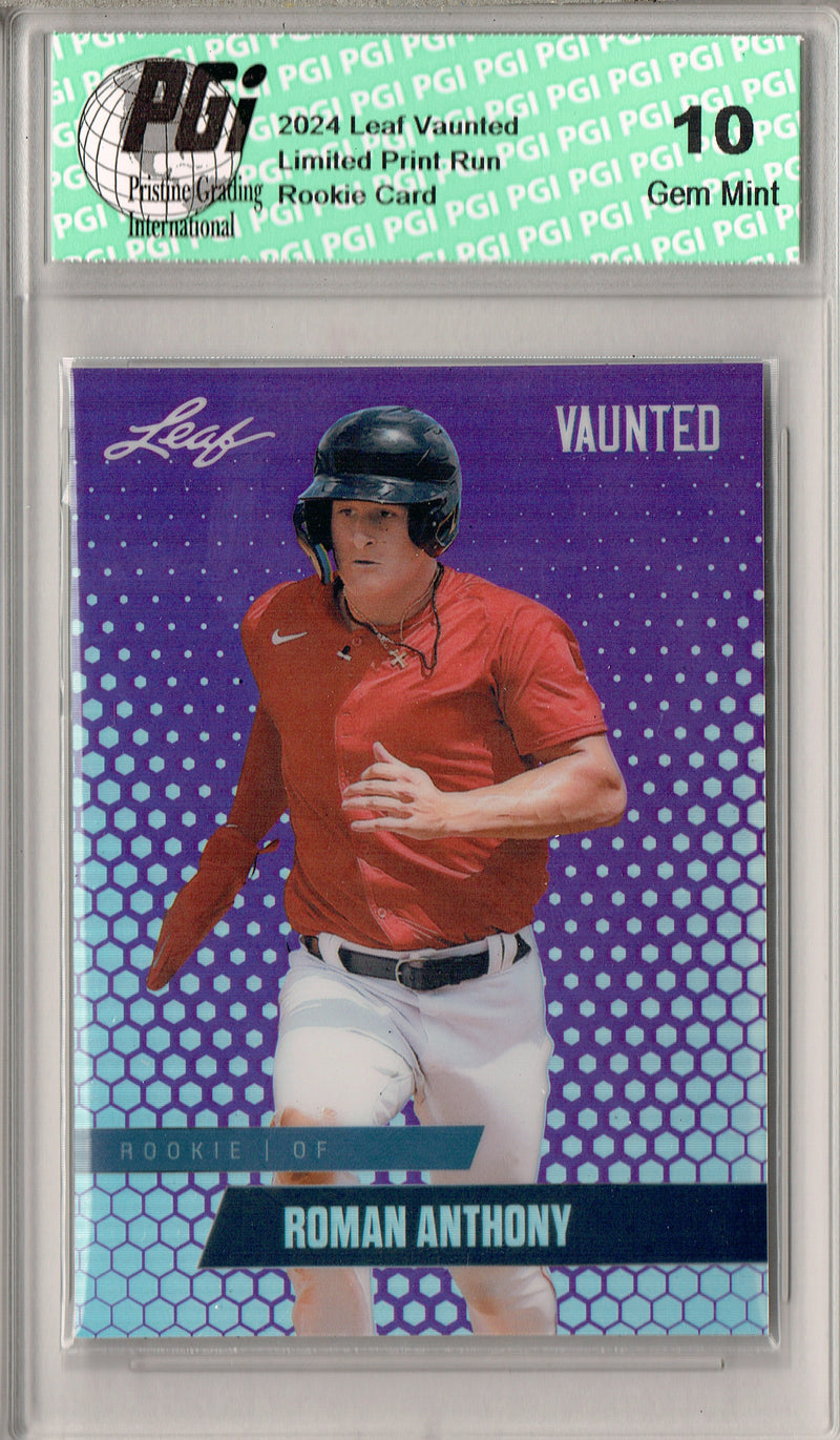 Roman Anthony 2024 Leaf Vaunted Metal #VM-24 Purple 15 Made Rookie Card PGI 10