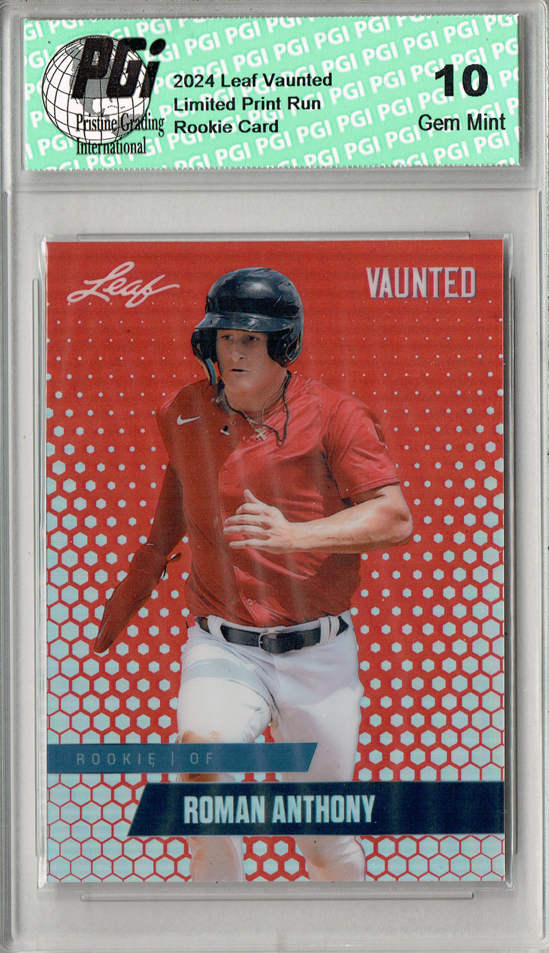 Roman Anthony 2024 Leaf Vaunted Metal #VM-24 Red #1/2 Made Rookie Card PGI 10