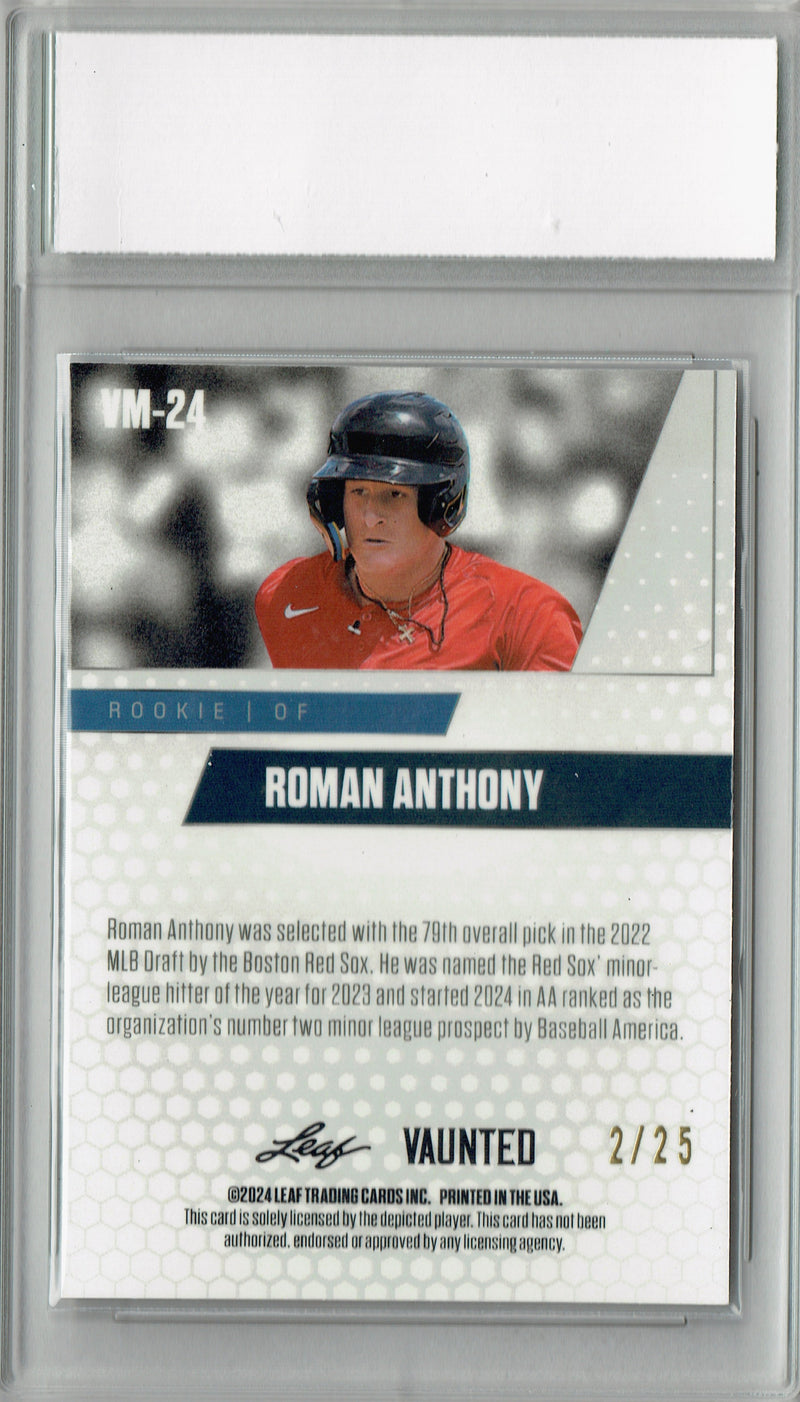 Roman Anthony 2024 Leaf Vaunted Metal #VM-24 Silver 25 Made Rookie Card PGI 10