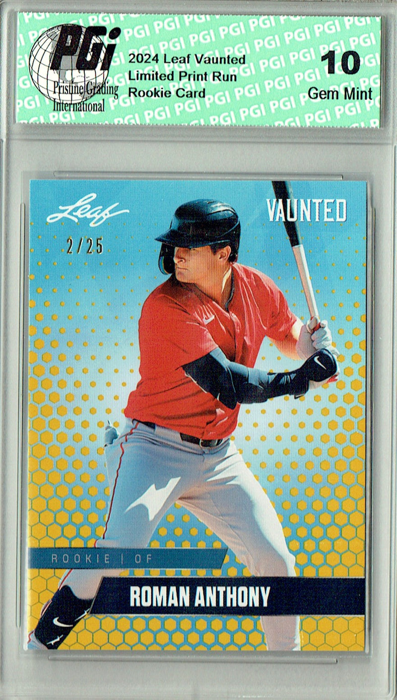 Roman Anthony 2024 Leaf Vaunted #V-25 Gold 25 Made Rookie Card PGI 10