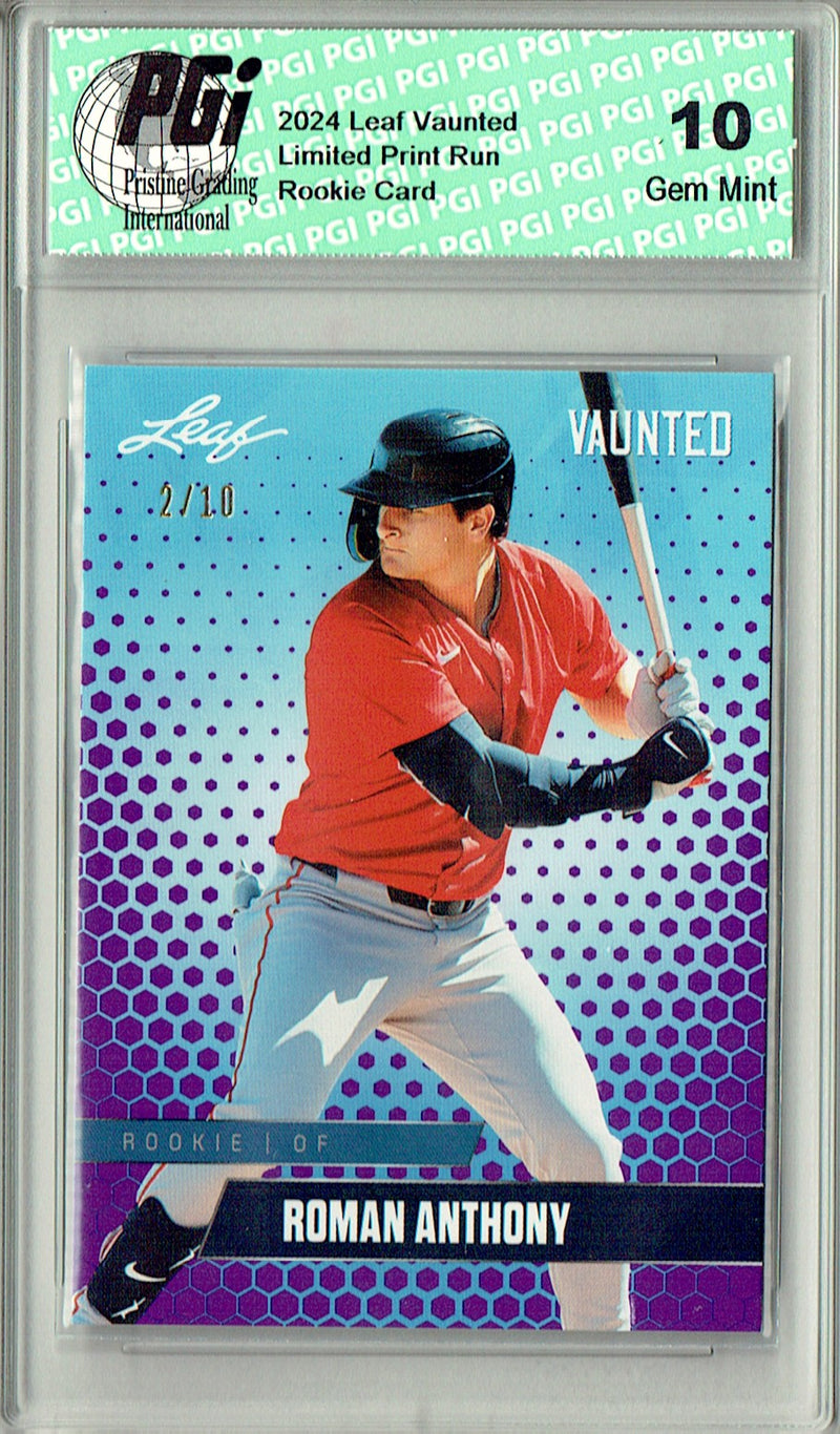 Roman Anthony 2024 Leaf Vaunted #V-25 Purple 10 Made Rookie Card PGI 10