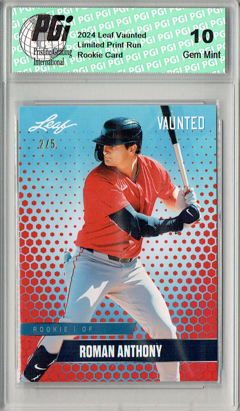 Roman Anthony 2024 Leaf Vaunted #V-25 Red 5 Made Rookie Card PGI 10