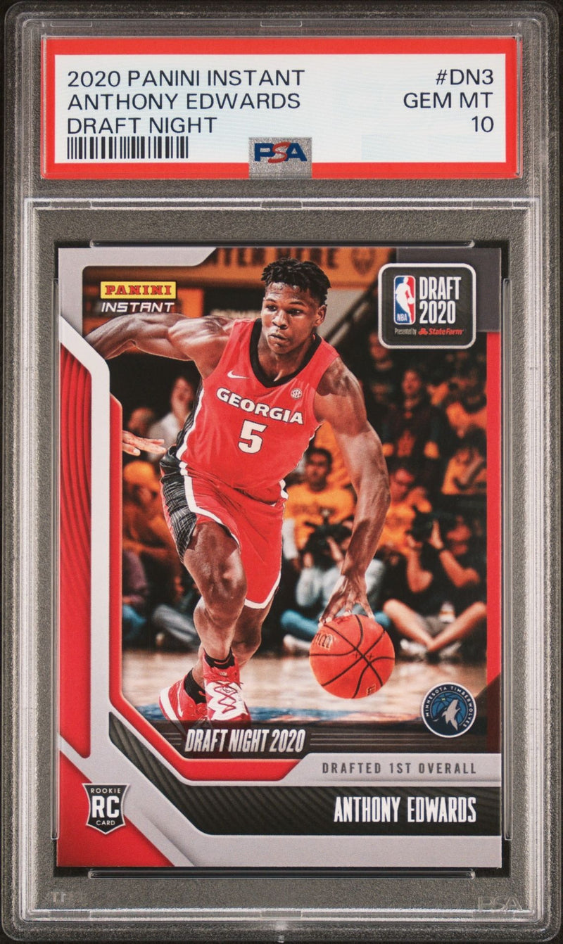 PSA 10 Anthony Edwards 2020 Panini Instant #DN3 Draft Night Rookie Card Minnesota Timberwolves