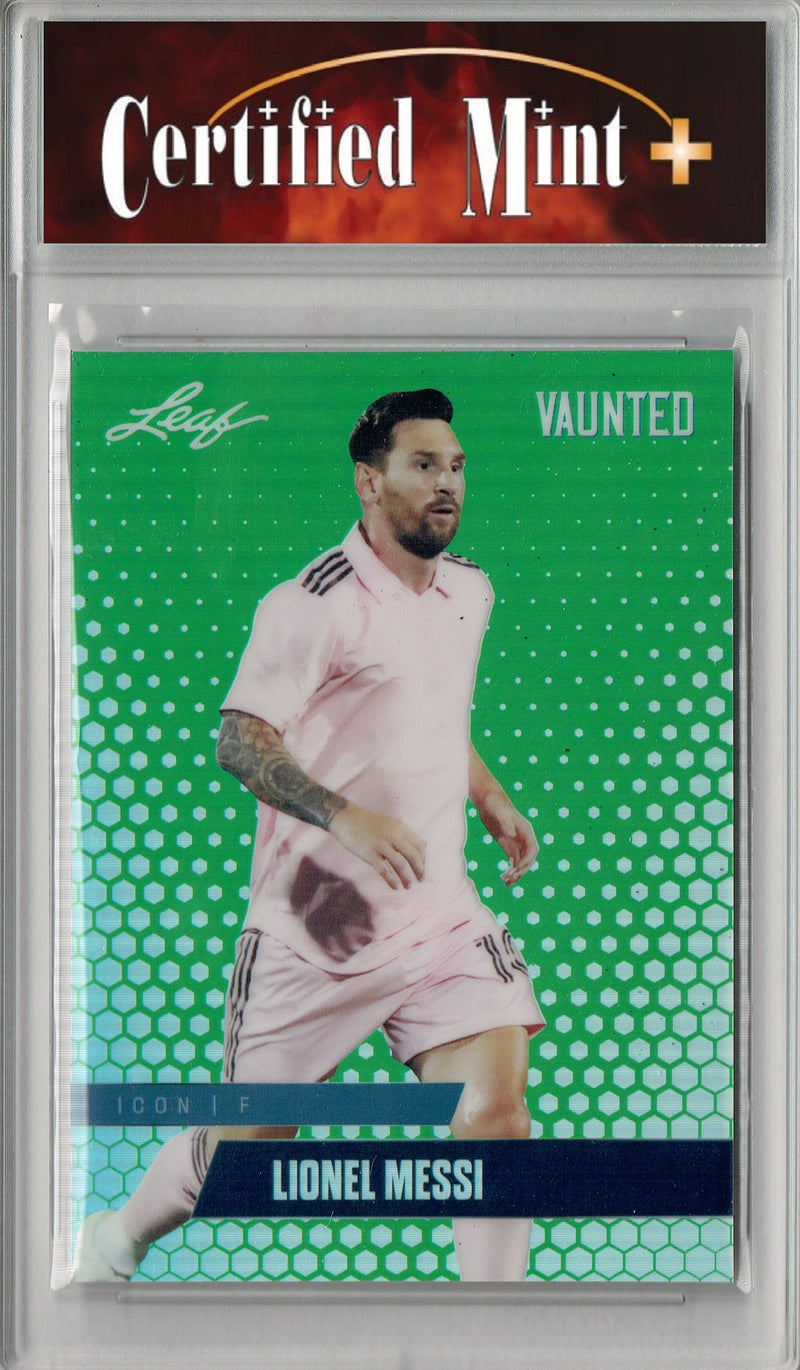 Certified Mint+ Lionel Messi 2025 Leaf Vaunted Metal #VM-04 Green 5 Made Rare Card Inter Miami