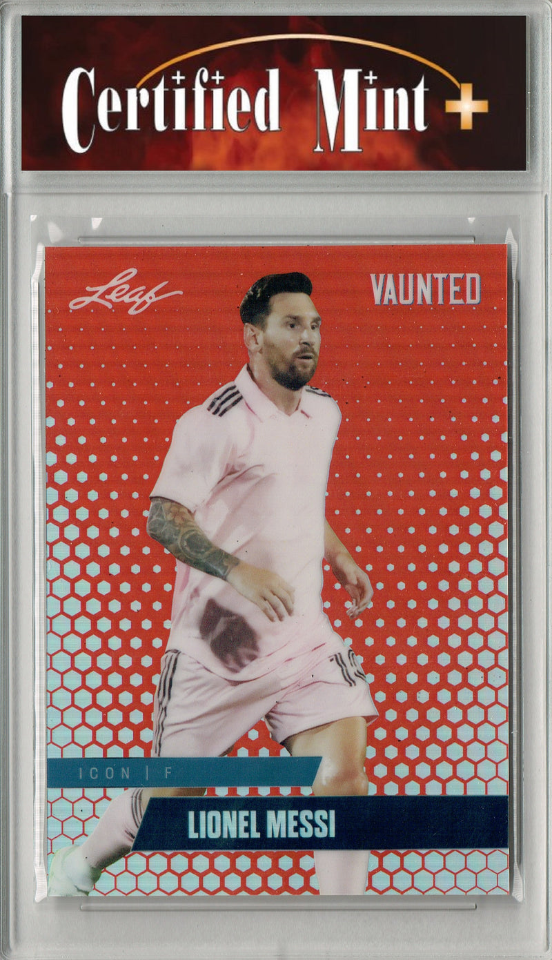 Certified Mint+ Lionel Messi 2025 Leaf Vaunted Metal #VM-04 Red #2 of 2 Made Rare Card Inter Miami