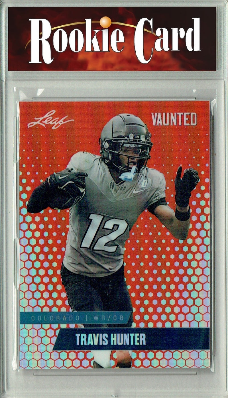 Travis Hunter Rookie Card Jacksonville Football Trading Card 2024 Leaf Vaunted Metal #VM-18 Red Only 2 Made  Certified Mint+