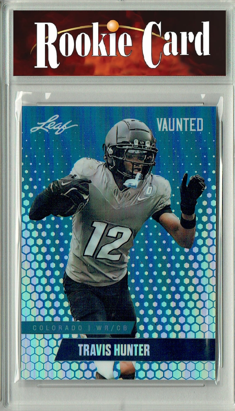 Travis Hunter Rookie Card Jacksonville Football Trading Card 2024 Leaf Vaunted Metal #VM-18 Blue 20 Made  Certified Mint+