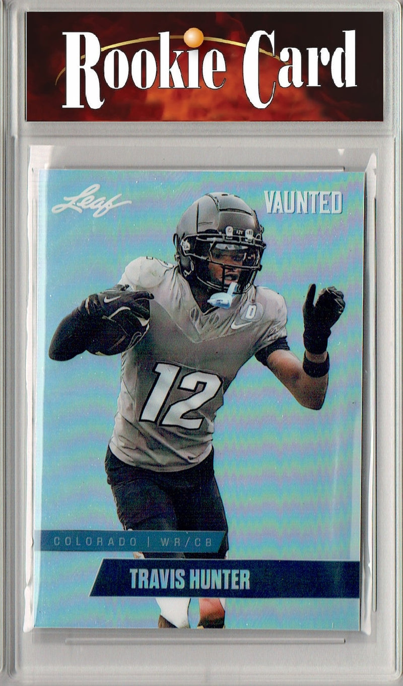 Travis Hunter Rookie Card Jacksonville Football Trading Card 2024 Leaf Vaunted Metal #VM-18 Silver 25 Made  Certified Mint+