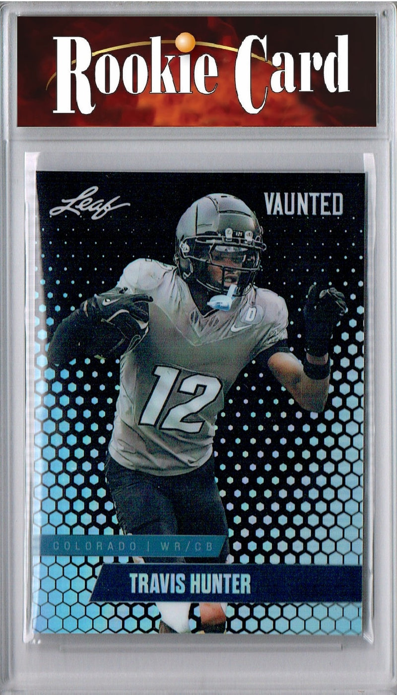 Travis Hunter Rookie Card Jacksonville Football Trading Card 2024 Leaf Vaunted Metal #VM-18 Black 7 Made  Certified Mint+