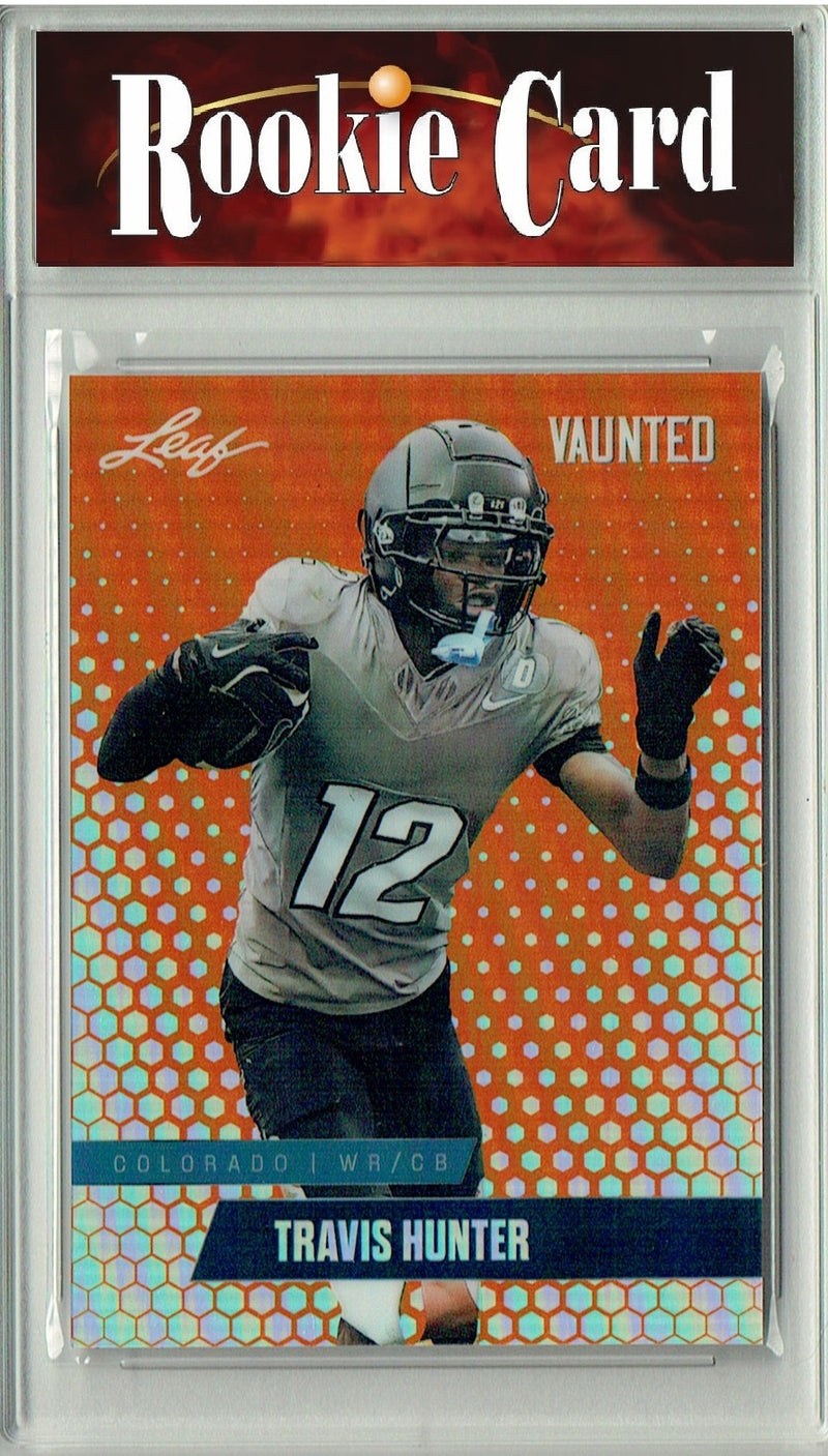 Travis Hunter Rookie Card Jacksonville Football Trading Card 2024 Leaf Vaunted Metal #VM-18 Orange Only 3 Made  Certified Mint+