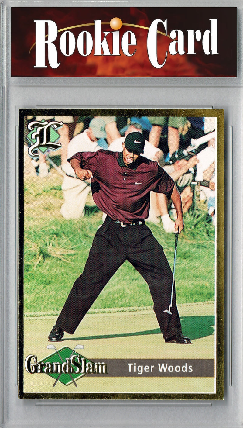 Certified Mint+ Tiger Woods 2001 Legends Magazine Grand Slam Masters Punching Rookie Card