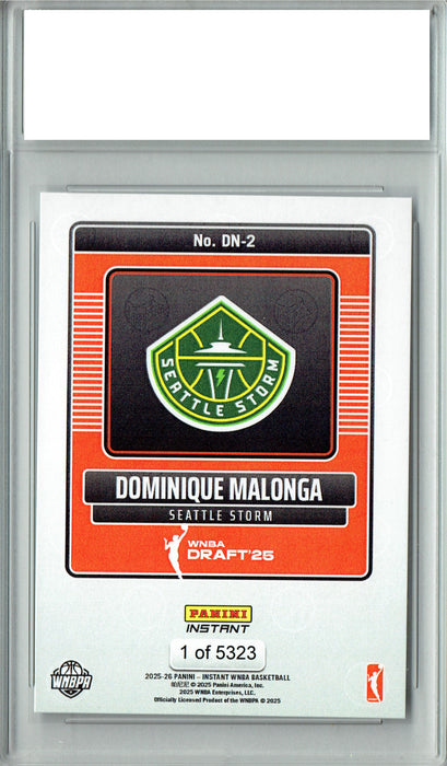 Certified Mint+ Dominique Malonga 2025 Panini Instant #DN-2 Draft '25 Rookie Card Seattle Storm