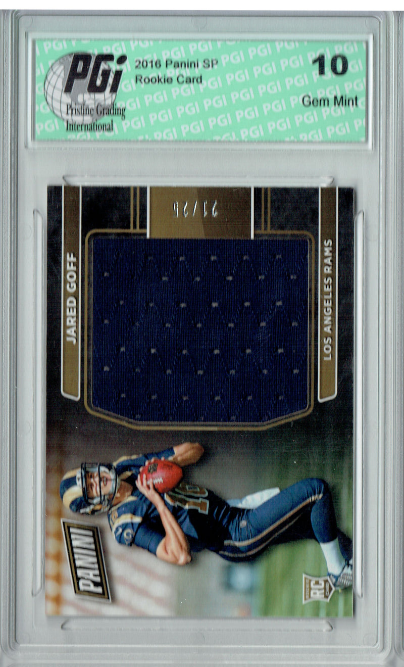 Jared Goff 2016 Panini SP Only 25 Made Worn Patch Rookie Card PGI 10