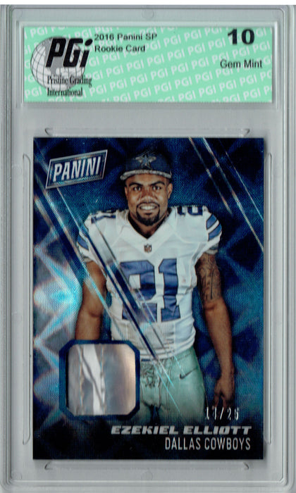 Ezekiel Elliott 2016 Panini SP #14/25 Made Player Worn Hat Rookie Card PGI 10