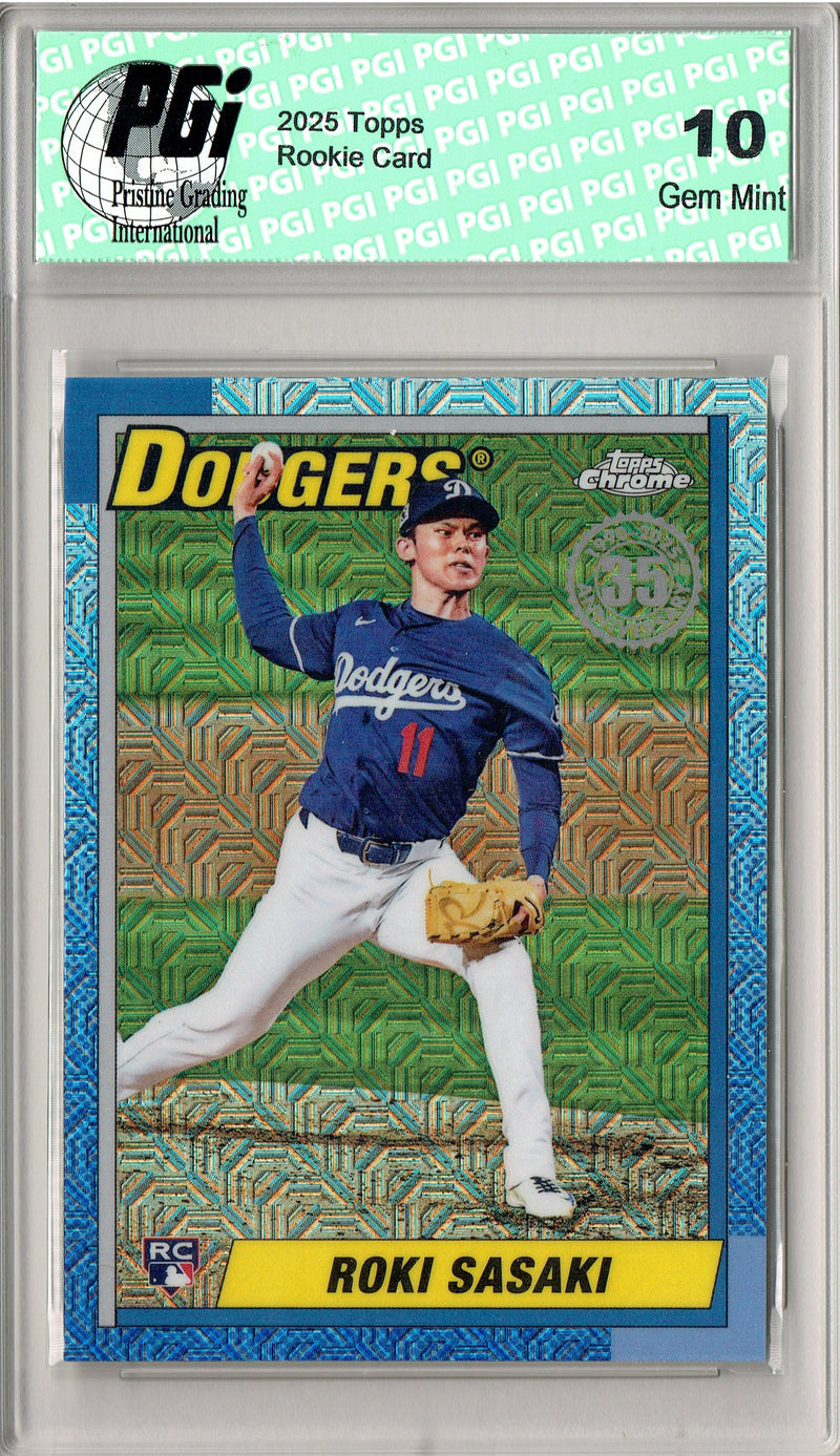 Roki Sasaki 2025 Topps Chrome #135 Mojo Refractor Rookie Card PGI 10