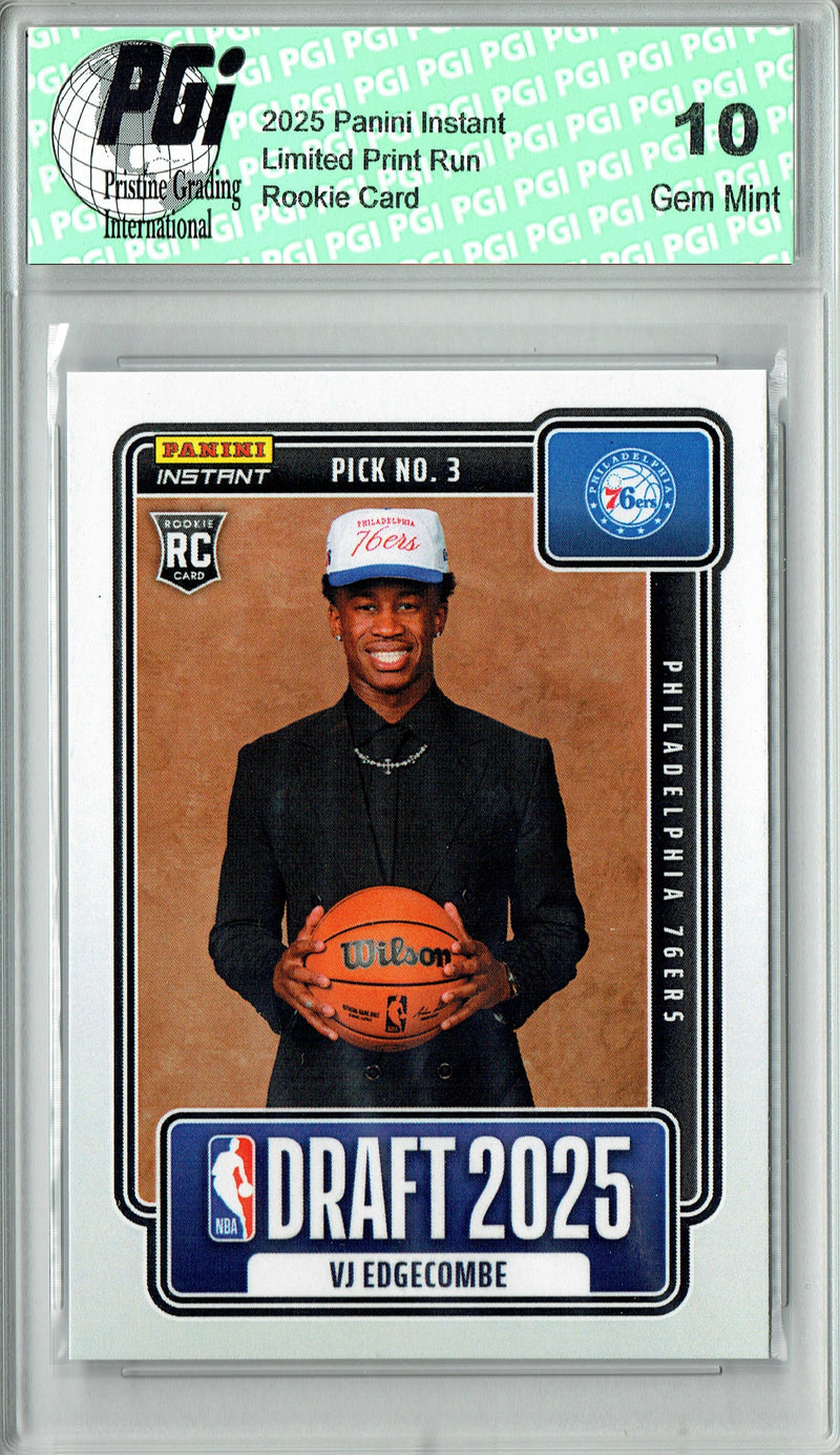 V.J. Edgecombe 2025 Panini Instant #NBADN-3 Draft 2027 Rookie Card PGI 10