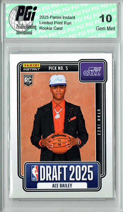 Ace Bailey 2025 Panini Instant #NBADN-5 Draft 2029 Rookie Card PGI 10