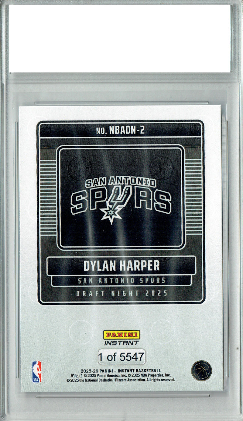 Certified Mint+ Dylan Harper 2025 Panini Instant #NBADN-2 Draft 2026 Rookie Card San Antonio Spurs