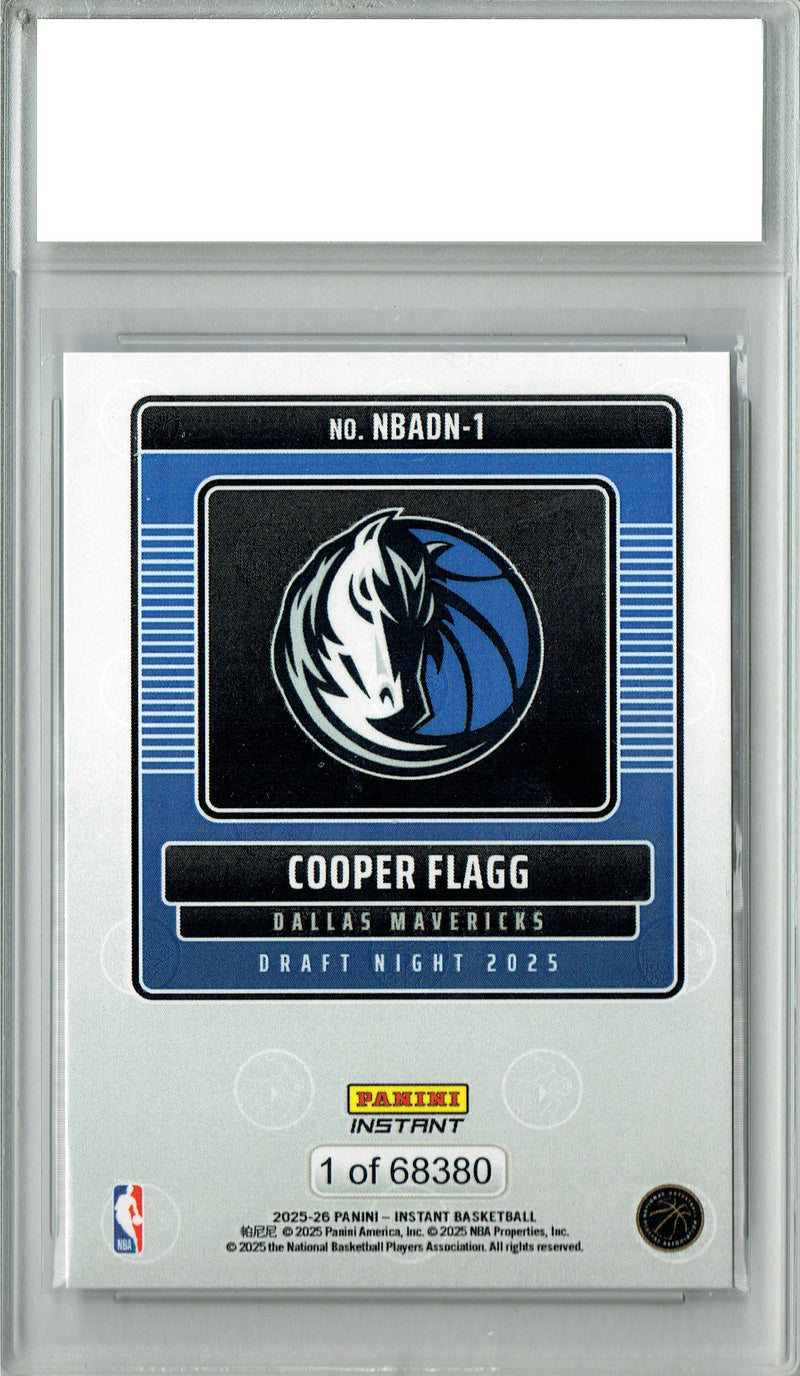 Cooper Flagg 2025 Panini Instant #NBADN-1 Draft 2025 Rookie Card PGI 10
