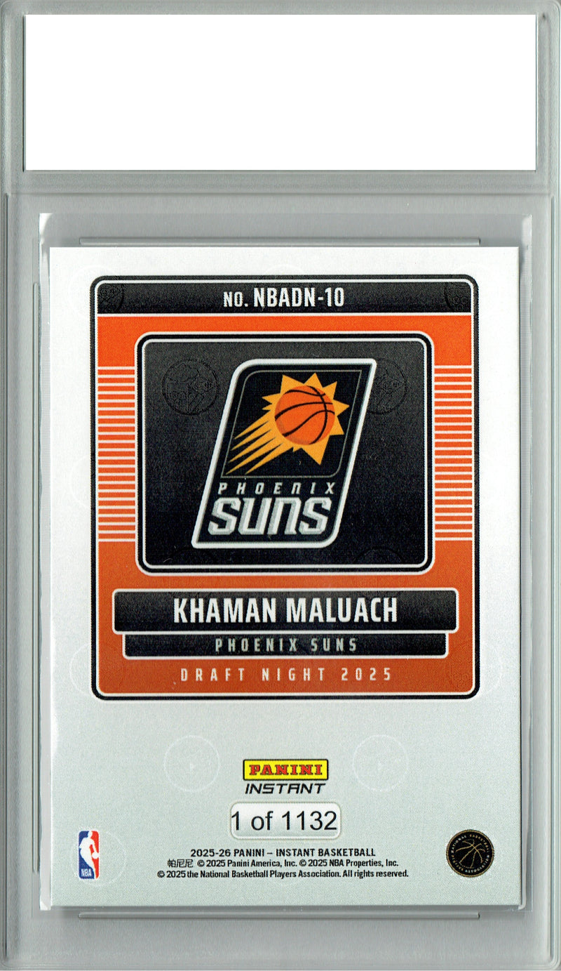 Certified Mint+ Khaman Maluach 2025 Panini Instant #NBADN-10 Draft 2032 Rookie Card Phoenix Suns