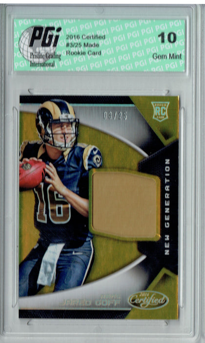 Jared Goff 2016 Panini Certified #3/25 Gold Patch SP Rookie Card PGI 10