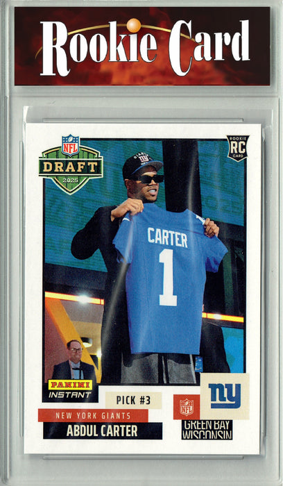 Certified Mint+ Abdul Carter 2025 Panini Instant #NFLDN-3 NFL Draft Rookie Card New York Giants