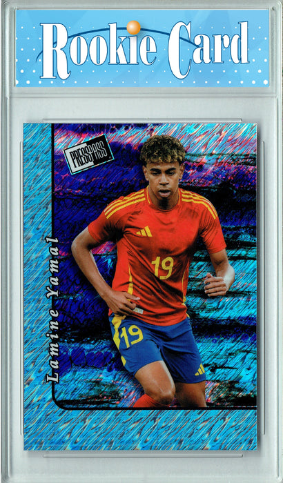 Certified Mint+ Lamine Yamal 2024 Leaf #20B-4 Press Pass Blue Shimmer SP Rookie Card Barcelona