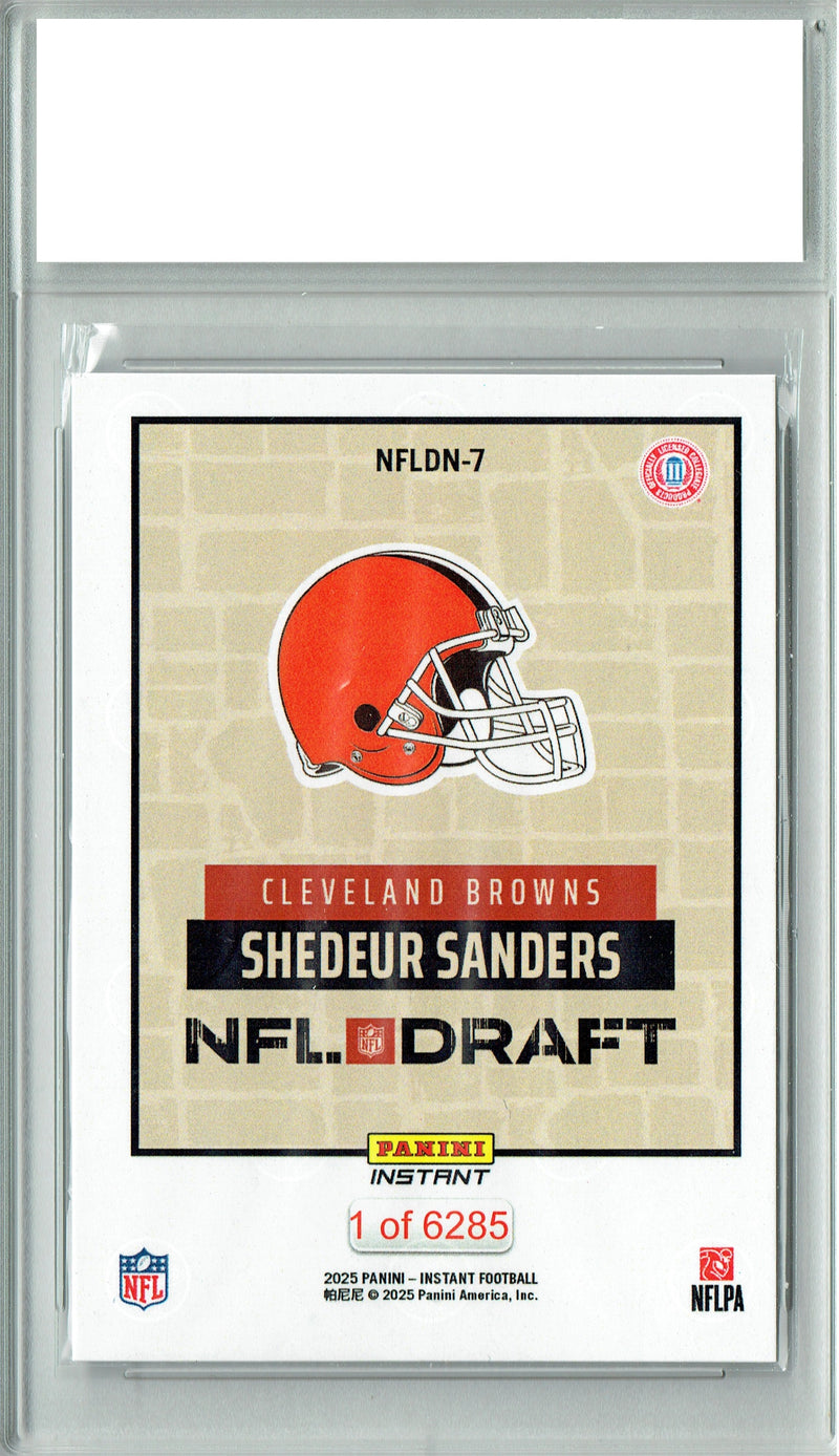 Certified Mint+ Shedeur Sanders 2025 Panini Instant #NFLDN-7 NFL Draft Rookie Card Cleveland Browns