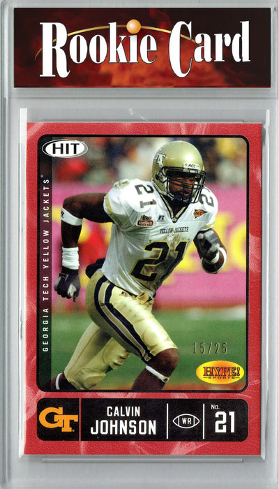 Certified Mint+ Calvin Johnson 2007 Sage Hit #1 Gold #15/25 Rookie Card Georgia Tech