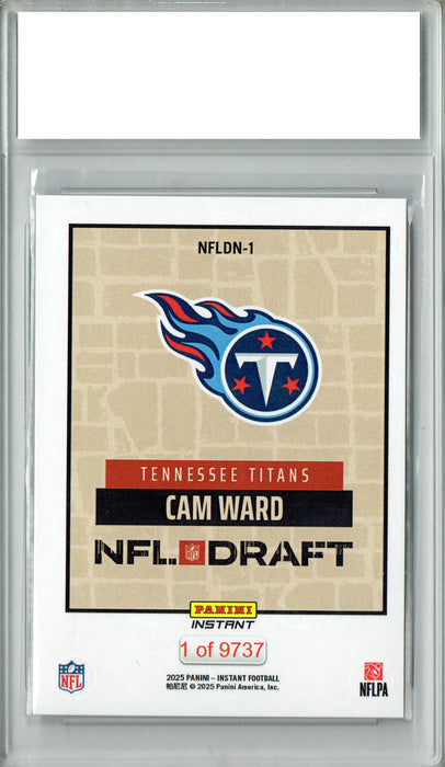 Cam Ward 2025 Panini Instant #NFLDN-1 NFL Draft Rookie Card PGI 10