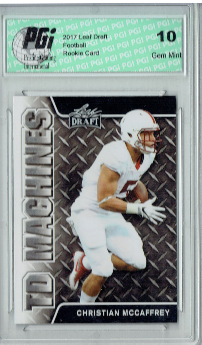 Christian McCaffrey Rookie Card PGI 10 Gem Mint Football Trading Card 2017 Leaf Draft #TD-02